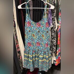 Floral Blue Sleeveless Dress